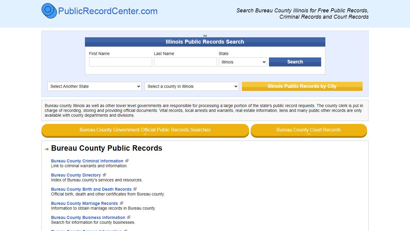 Bureau County Illinois Free Public Records - Court Records ...